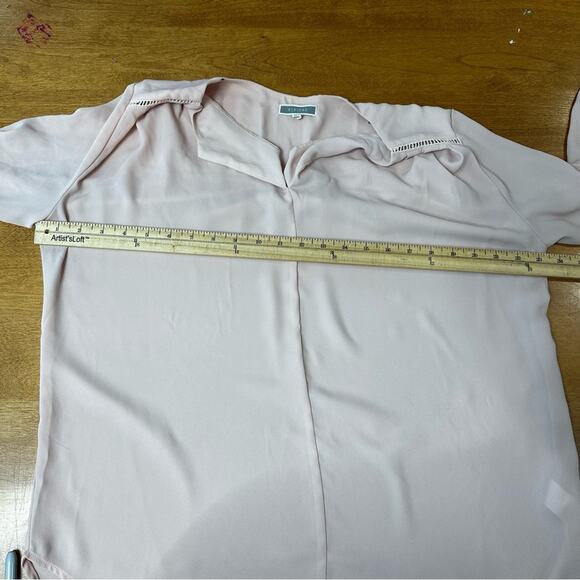 Pleione by Anthropologie Blush Pink Blouse Top Women’s Large L High Low Office - Picture 6 of 9